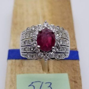 18k white gold Ruby and diamond ring